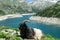 Arlhoehe - A goat resting at the lake side in high Alps