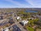 Arlington town center aerial view, Massachusetts, USA