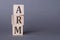 ARM - acronym from wooden blocks with letters, Advanced RISC Machine