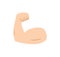 Arm muscle. Emoji of strong bicep. Emoticon of strength in hand. Icon of power of protein for man. Flex muscle of arm. Exercise in