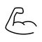 Arm muscle flat line icon. Arm, bicep, strong hand - gym and fitness logo. Outline sign for mobile concept and web design, store