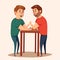 Arm Wrestling. Battle fighters. Cartoon vector illustration.