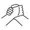 Arm wrestling hands icon, outline style