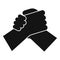 Arm wrestling hands icon, simple style