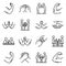 Arm wrestling icons set, outline style