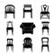 Armchair and chair set silhouette in retro style Retro Furniture