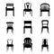 Armchair and chair set silhouette in retro style Retro Furniture