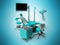 Armchair dentist with bedside tables monitor blue 3d render on b