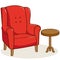 Armchair and side table. Vector illustration