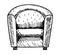 Armchair sketch. Hand drawn chair. vector furniture illustration. Upholstered furniture for sitting, relaxing. Modern