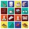 Armchair, slippers, tonometer and other attributes of old age.Old age set collection icons in flat style vector symbol