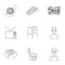 Armchair, slippers, tonometer and other attributes of old age.Old age set collection icons in outline style vector