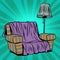 Armchair sofa with floor lamp