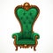 Armchair upholstered in green and high-backed baroque