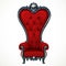 Armchair upholstered in red and high-backed baroque isolated on white background