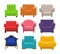 Armchairs collection in flat style.