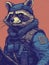 armed raccoon soldier, submachine gunner.