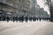 Armed riot police during yellow vests Gilets jaunes protest in Paris