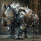 armed war rhinoceros mechanical robot warrior.Generative Ai