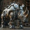 armed war rhinoceros mechanical robot warrior.Generative Ai