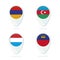 Armenia, Azerbaijan, Luxembourg, Liechtenstein flag location map pin icon