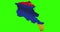 Armenia country shape outline on green screen with national flag waving animation