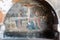 Armenia, Echmiadzin, September 2021. Ancient fresco with a scene of the crucifixion of Jesus in the church of St. Gayane.