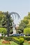 Armenia, Echmiadzin, September 2021. The statue of Komitas Vardapet and the fountain in the square.