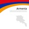 Armenia flag, mosaic map on white background. Wavy ribbon with the armenian flag. Vector flat banner design, armenia national