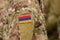 Armenia flag on soldiers arm. Armenia troops collage