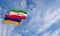 Armenia and Iran flags. Blue sky and flag Armenia and Iran, friendship Armenia and Iran, 3D work and 3D image