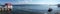 Armenia, Lake Sevan, September 2021. Panoramic view of the lake and water transport.