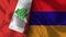 Armenia and Lebanon Realistic Flag â€“ Fabric Texture Illustration