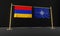Armenia and NATO flags. Armenia and NATO flag. Armenia and NATO negotiations. 3D work and 3D image