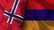 Armenia and Norway Realistic Flag â€“ Fabric Texture Illustration