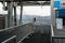 Armenia, Tatev, September 2022. View of the mountains through the parking structure of the lift.