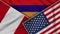 Armenia United States of America Peru Flags Together Fabric Texture Illustration
