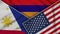 Armenia United States of America Philippines Flags Together Fabric Texture Illustration