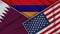 Armenia United States of America Qatar Flags Together Fabric Texture Illustration