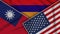 Armenia United States of America Taiwan Flags Together Fabric Texture Illustration