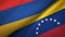 Armenia and Venezuela two flags textile cloth, fabric texture