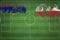 Armenia vs Poland Soccer Match, national colors, national flags, soccer field, football game, Copy space