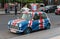 Armenia, Yerevan, September 2021. A funny advertising car with bright colors on a city street.