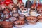 Armenian ancient style pottery clay cup in the market Vernisazh