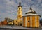 Armenian Well and Town Hall in Kamianets-Podilskyi, Ukraine at sunny winter day