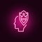 Armor, shield, head neon icon. Elements of Creative thinking set. Simple icon for websites, web design, mobile app, info graphics