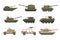 Armored army vehicles set, military heavy, special transport vector Illustrations on a white background