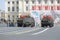 The armored car Tiger and a column of launchers of anti-aircraft s-300pm go to the Palace square