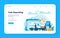 Armored cash truck security web banner or landing page. Money