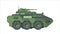 Armored fighting vehicle camouflage. Green wheeled armored personnel carrier automatic cannon antenna transporting